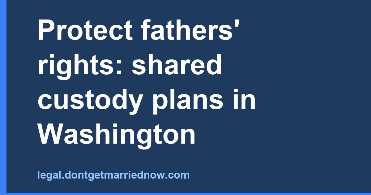 Protect fathers' rights: shared custody plans in Washington